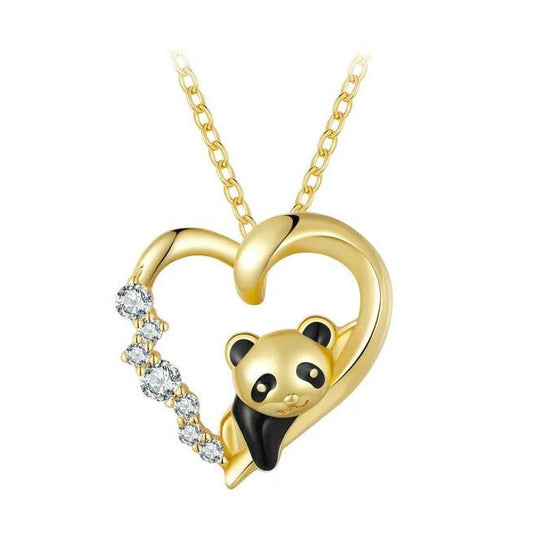 Sterling Silver Necklace For Women Baby Panda Heart