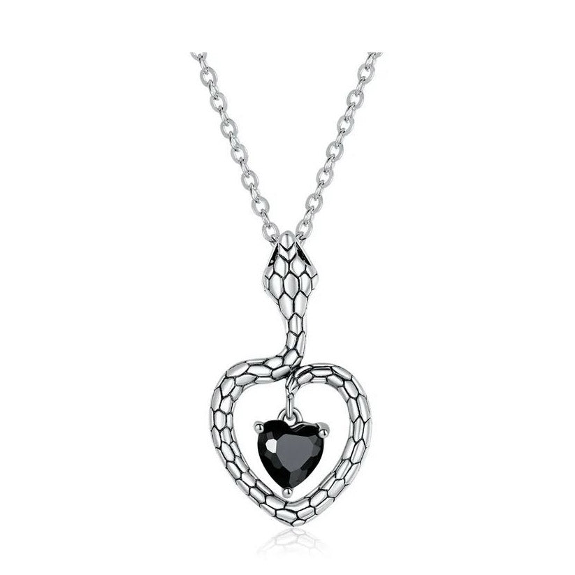 Sterling Silver Necklace For Women Heart Gem Snake