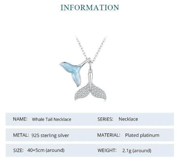 Whale Tail Necklace Pendant Blue Fish