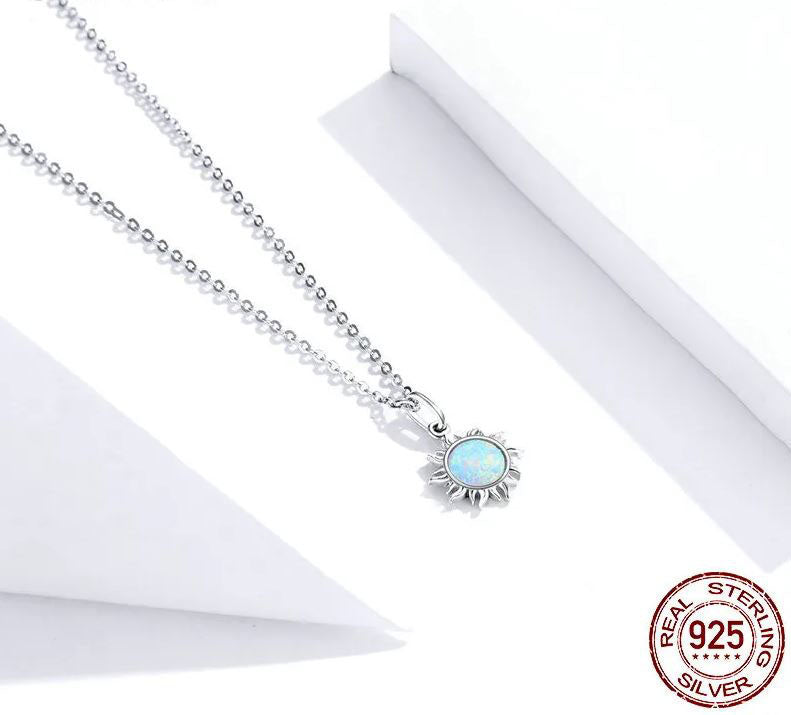 925 Sterling Silver Sun Necklace Pendant Turquoise