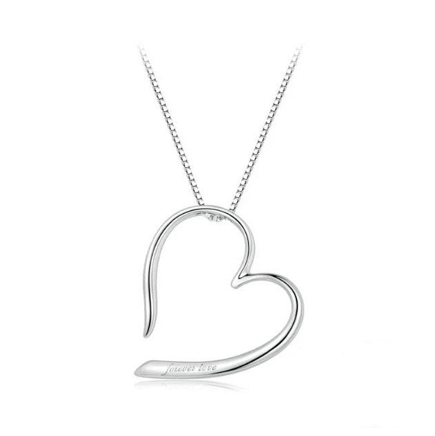 Simple Necklace 925 Sterling Silver Magic Heart Pendant Forever Love