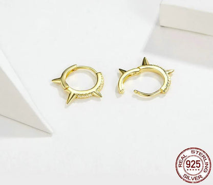 Prong Earrings Gold Hoop Sterling Silver