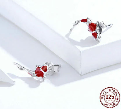 Earrings For Women Spring Koi Fish Stud 925 Sterling Silver