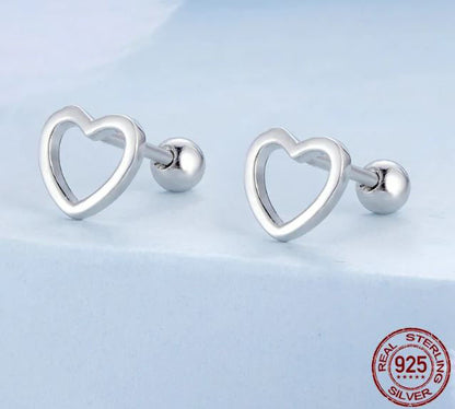 Love Earrings Sterling Silver Push Back Stud Heart