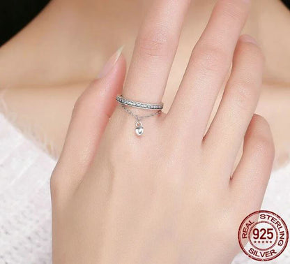 Ring For Women Double Layer Heart 925 Sterling Silver