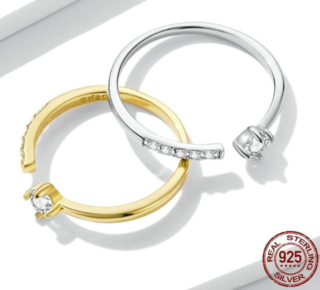 925 Sterling Silver Round Ring For Women Gold