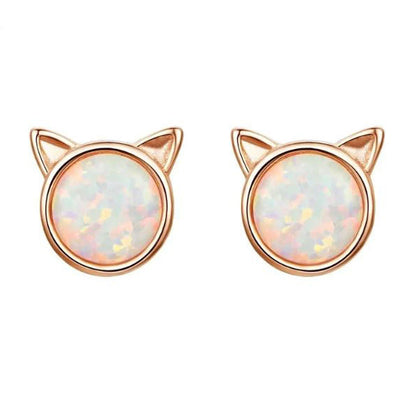 rose gold cat earrings 925 Sterling Silver Stud