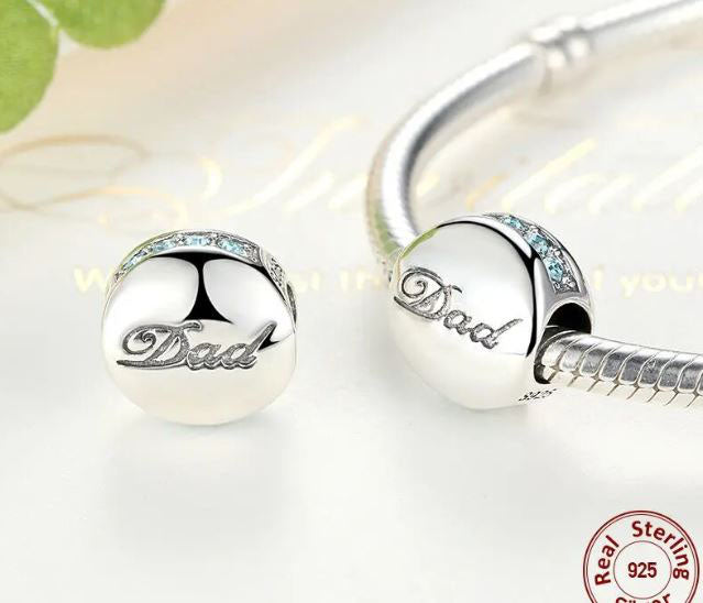 Round Charm Dad Sterling Silver