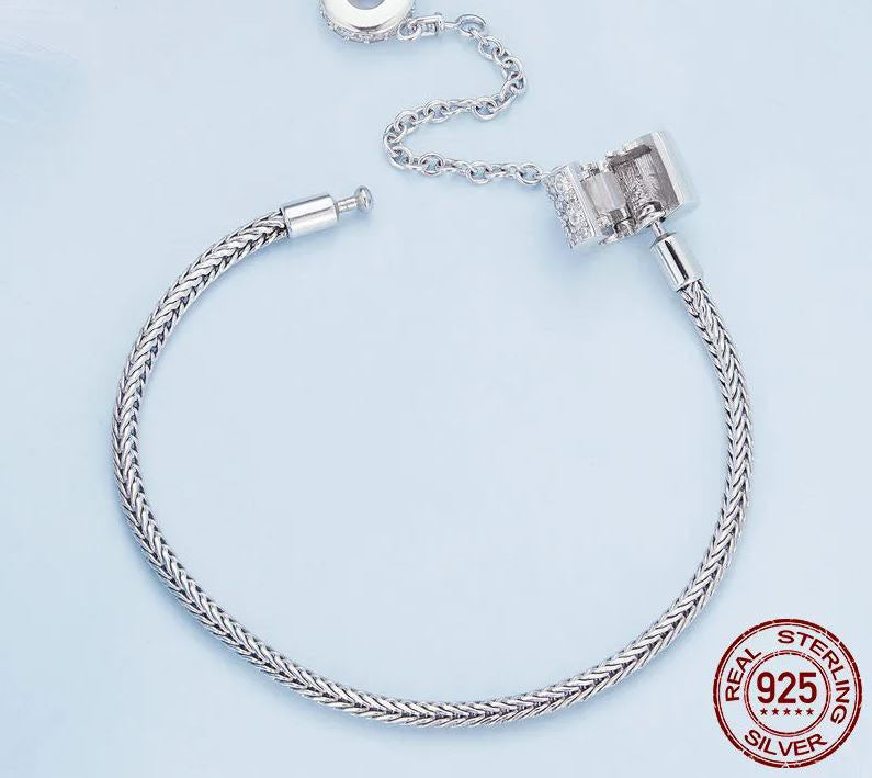 925 Sterling Silver Basic Charm Bracelet Cubic Zirconia Beads
