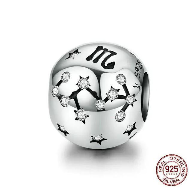  Charm Sterling Silver Twelve Constellations Star Zodiac Sign 