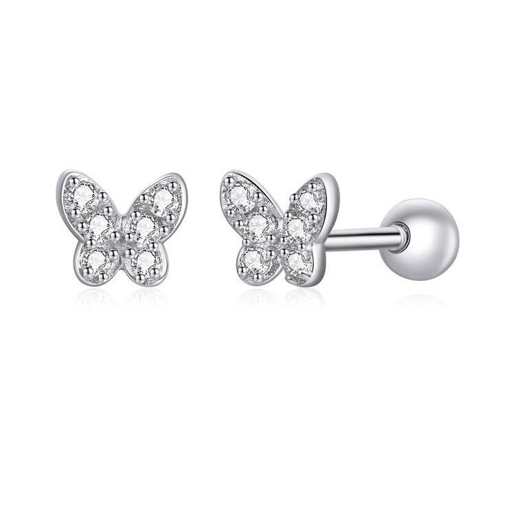 925 Sterling Silver Stud Earrings Insect Screw Back