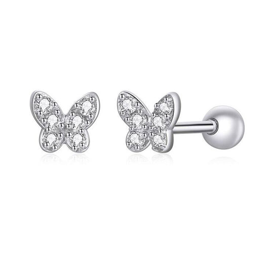 925 Sterling Silver butterfly studs earrings