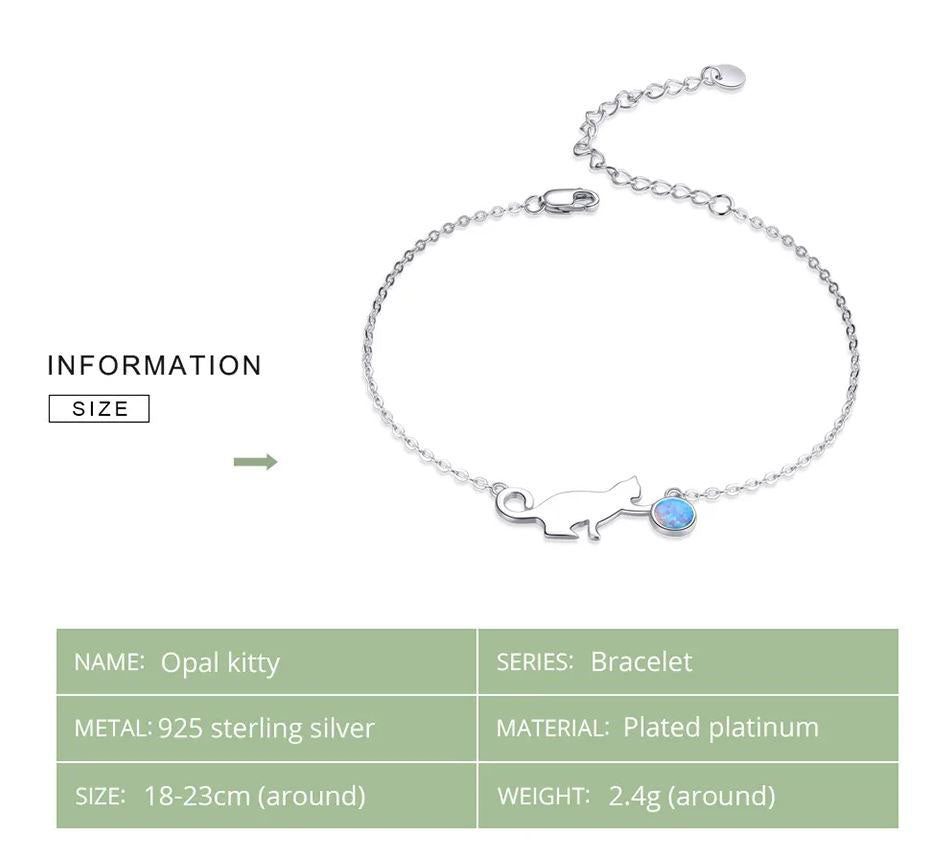 Woman Bracelet Blue Link Chain Sterling Silver