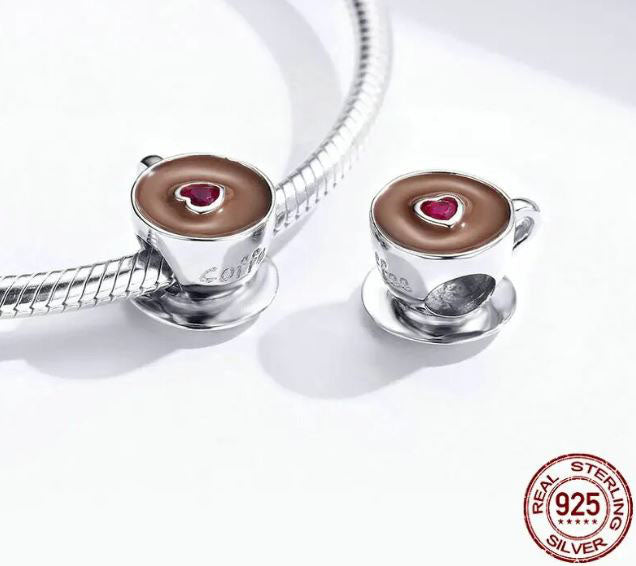 Charm For Women Cup Coffee 925 Sterling Silver
