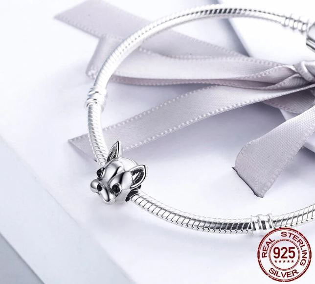 925 Sterling Silver Dog Charm Bead 