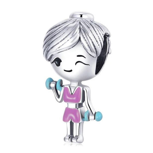 workout girl gym charm dumbells for jewellery