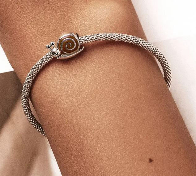 925 Sterling Silver Funny Snail Charm  