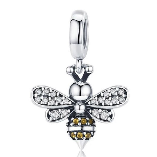 yellow Bee Charm 925 Sterling Silver