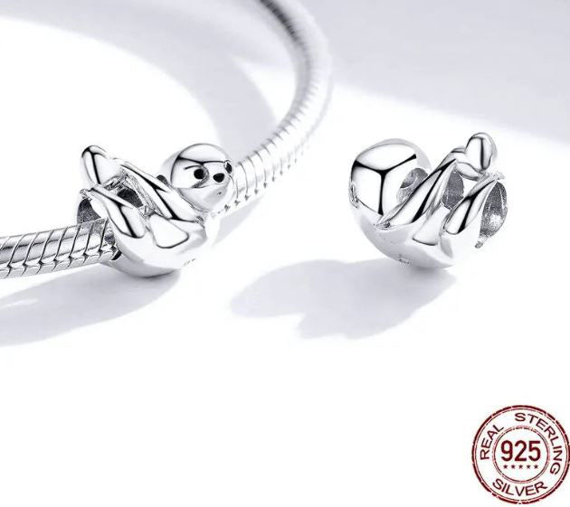 925 Sterling Silver Lazy Sloth Charm  