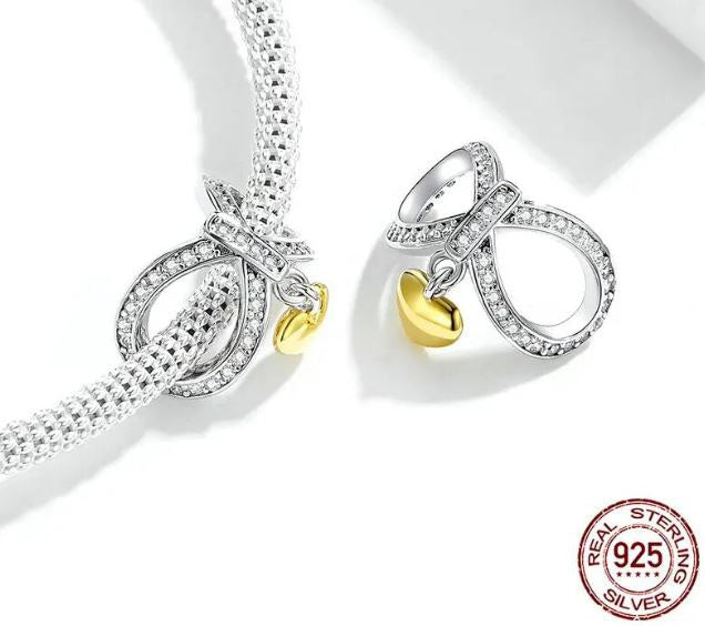 Charm For Women Infinity Love with Heart 925 Sterling Silver