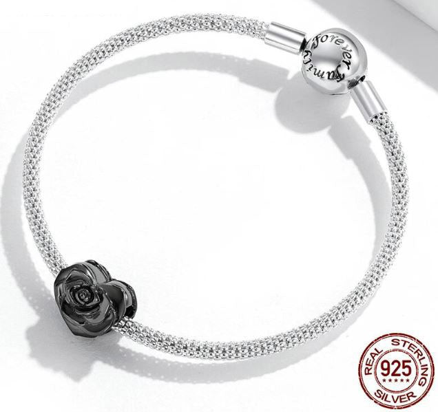 925 Sterling Silver Rose Charm  