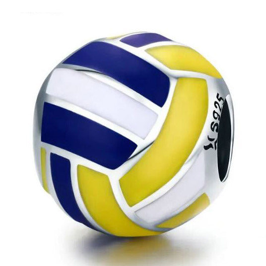 Charm 925 Sterling Silver Volleyball Sport Ball 