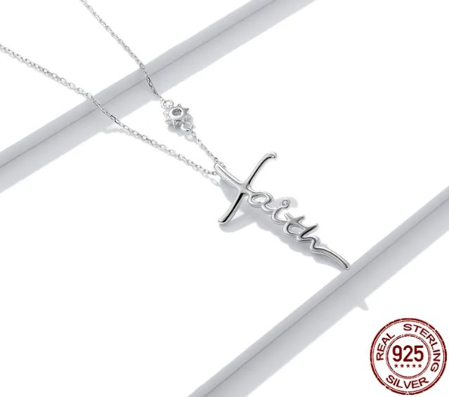 925 Sterling Silver Cross Necklace For Women Clear