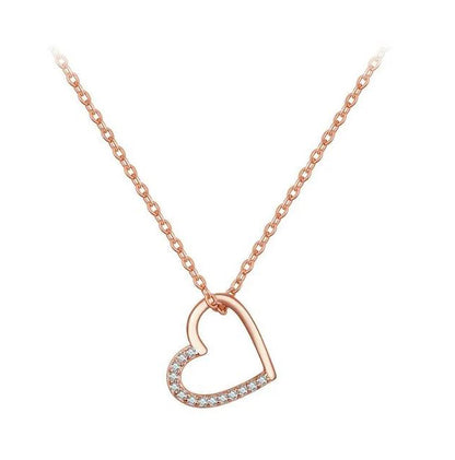 rose gold heart necklace chain Sterling Silver