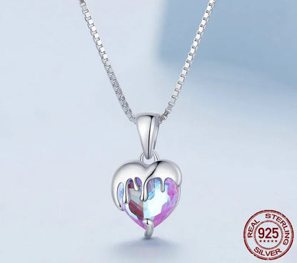 Necklace For Women Pendant Melted Heart 925 Sterling Silver