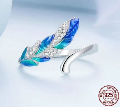 Ring For Women Open Feather  925 Sterling Silver