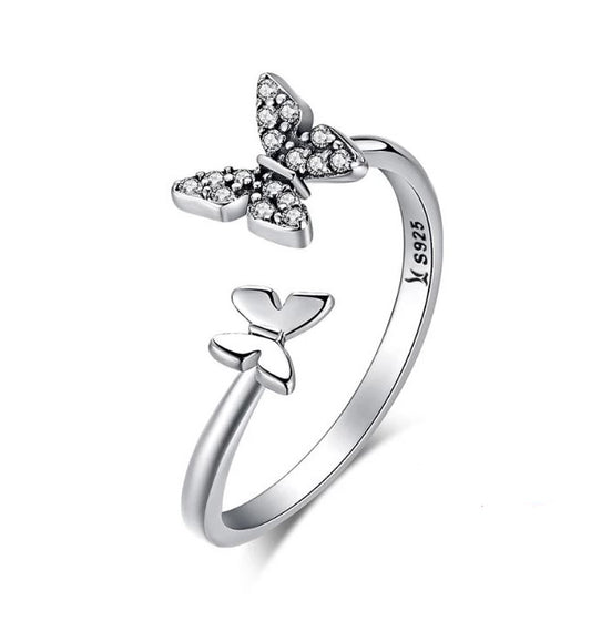 sterling silver butterfly ring open adjustable