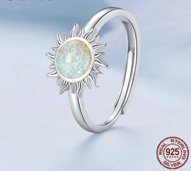Ring For Women Round Sun 925 Sterling Silver