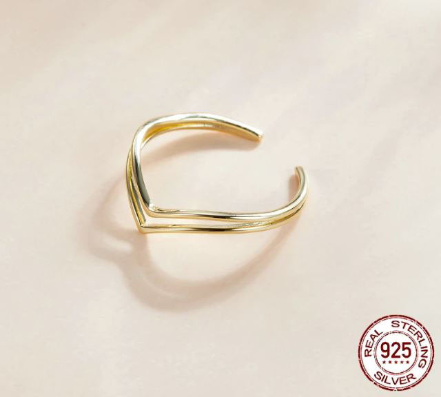 Victoria Ring Gold Double Triangle Crown Sterling Silver