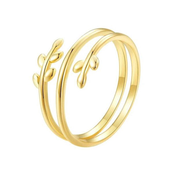 gold branch ring wrap design open Adjustable Multilayer 