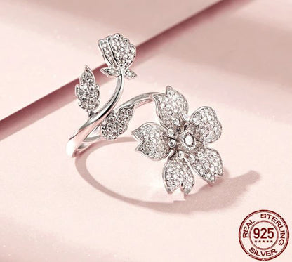 Spring Sakura Ring Flower Adjustable Clear