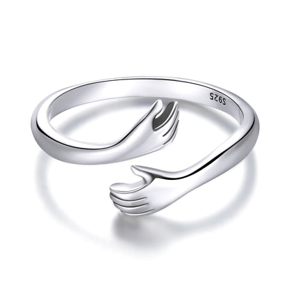 Adjustable Sterling Silver Hands Ring