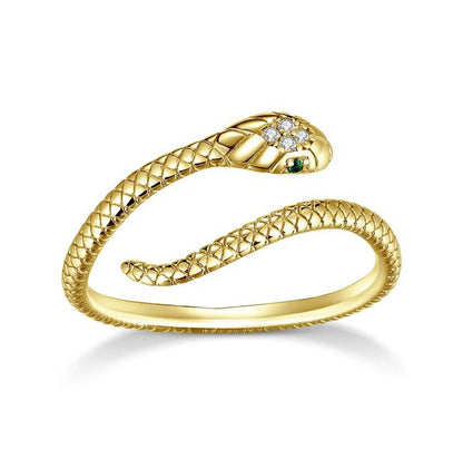 Sterling Silver Ring For Women Snake Retro Texture