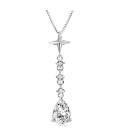 Sterling Silver Necklace For Women Starburst  Waterdrop 