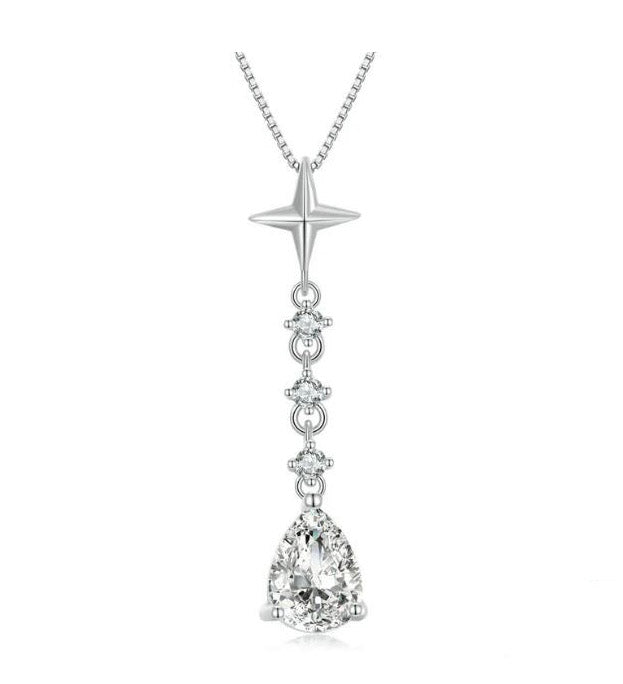 Sterling Silver Starburst Necklace For Women Waterdrop 