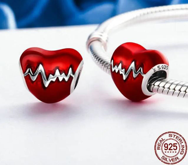925 Sterling Silver Love Heart  Charm For Women 