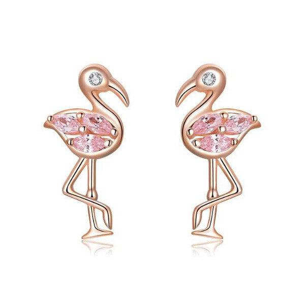 Sterling Silver Earrings For Women Stud Flamingos 