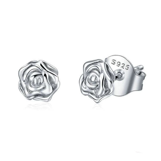 Sterling Silver Earrings For Women Stud Flower