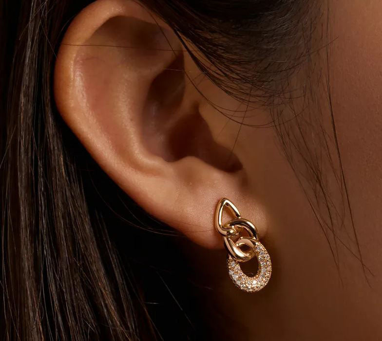 Stud Earrings Gold Drop