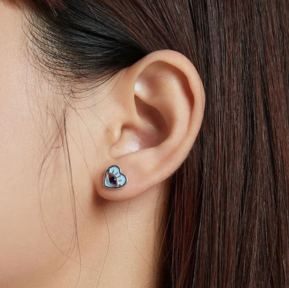 Blue Earrings Stud Heart Devil Eye