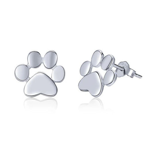 dog paw earrings cat pawprints studs sterling silver