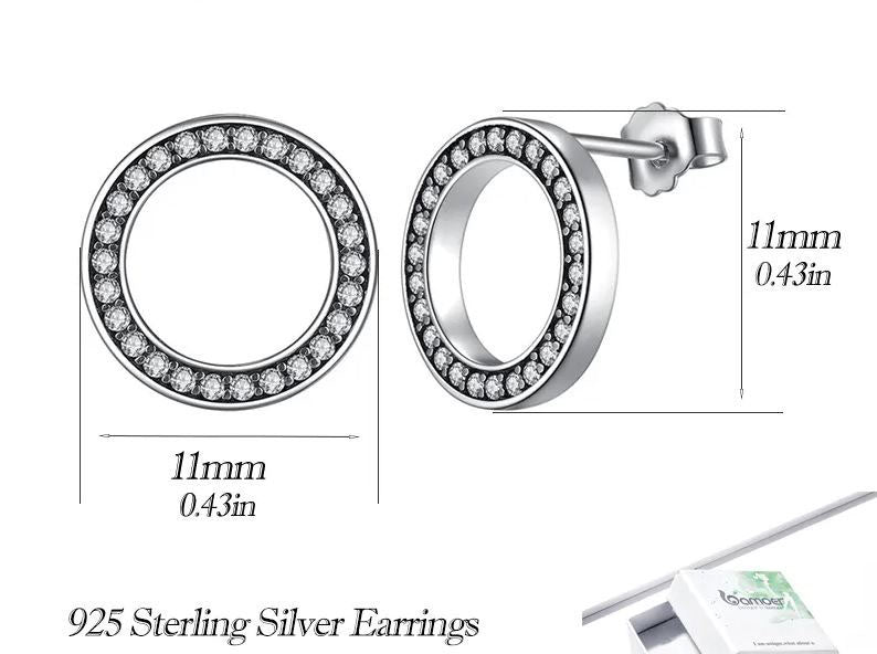 Earrings For Women Channel Round Stud 925 Sterling Silver