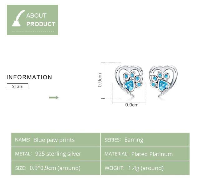 Heart  Earrings Footprint  Stud Sterling Silver