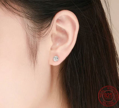 Earrings For Women Rose  Stud 925 Sterling Silver