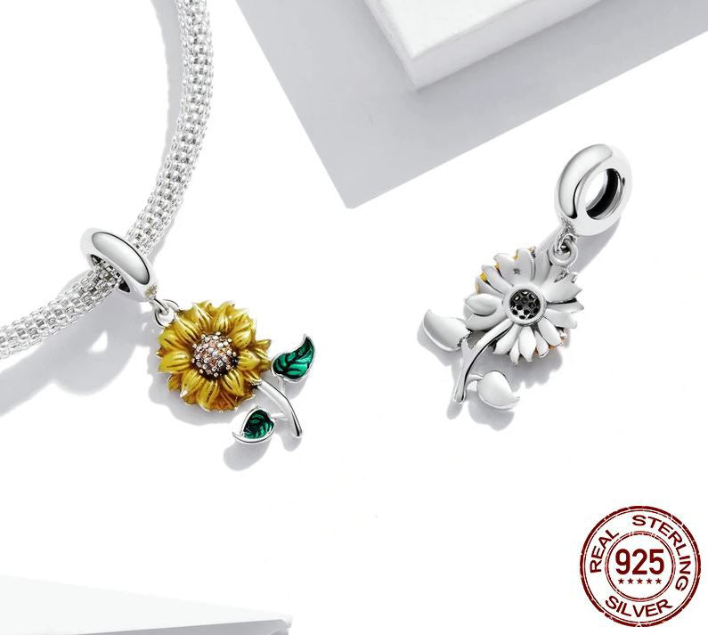 925 Sterling Silver Sunflower Charm For Women 