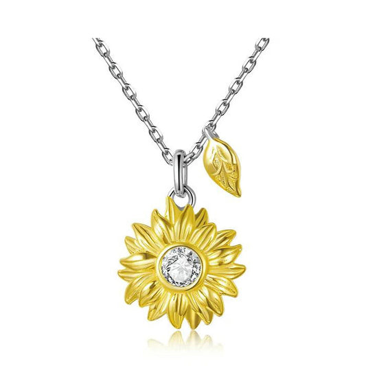 Sterling Silver Necklace For Women Sunflower  Leaf